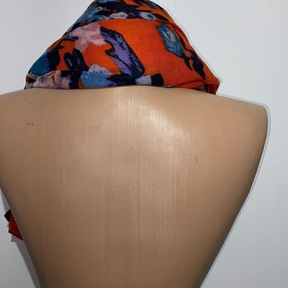 Women's Floral Neck Warmer Tube Type Orange Scarf 25X33 - Picture 2 of 7